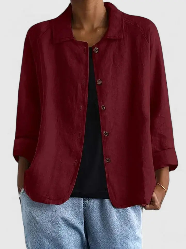 Tiffania Cotton Button-Down Shirt Jacket