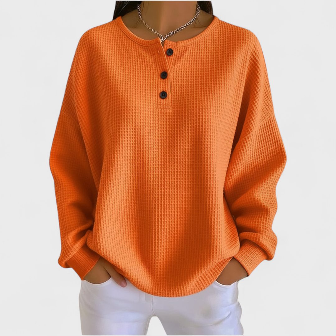 Lauretta Waffle Knit Pullover for Everyday, Crew Neck
