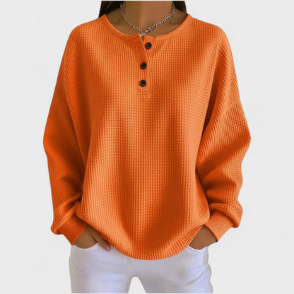 Lauretta Waffle Knit Pullover for Everyday, Crew Neck