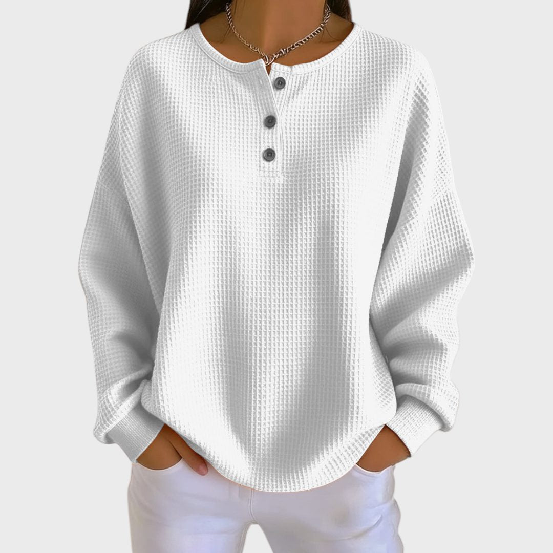 Lauretta Waffle Knit Pullover for Everyday, Crew Neck