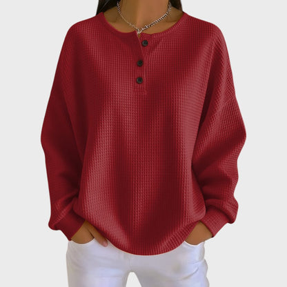 Lauretta Waffle Knit Pullover for Everyday, Crew Neck