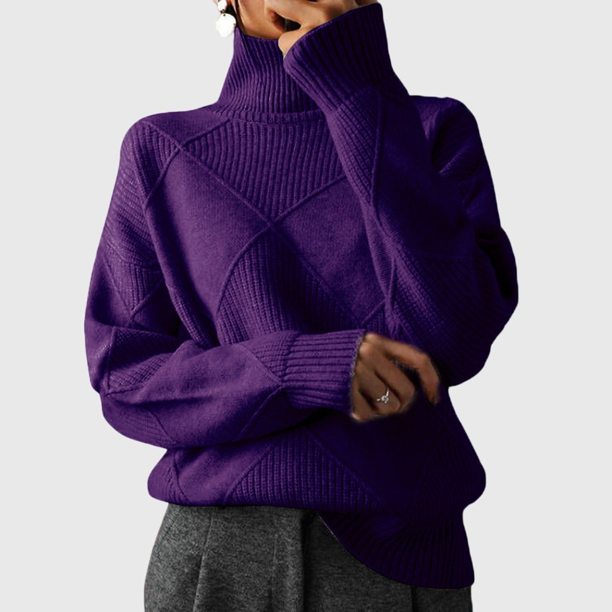 Helvide Ribbed Knit Turtleneck Sweater