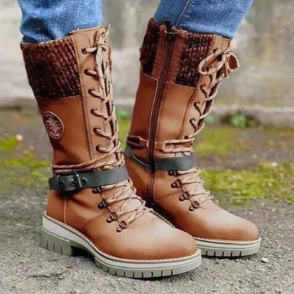 Thomassine Lace-Up Knee-High Winter Boots for Snow
