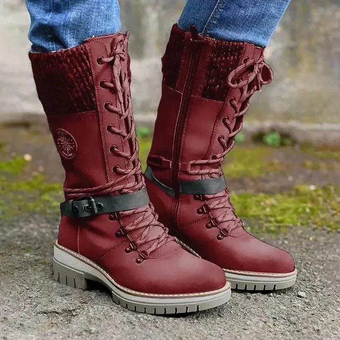 Thomassine Lace-Up Knee-High Winter Boots for Snow