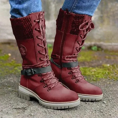 Thomassine Lace-Up Knee-High Winter Boots for Snow