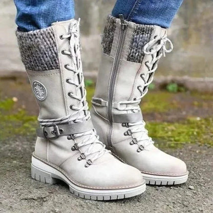 Thomassine Lace-Up Knee-High Winter Boots for Snow