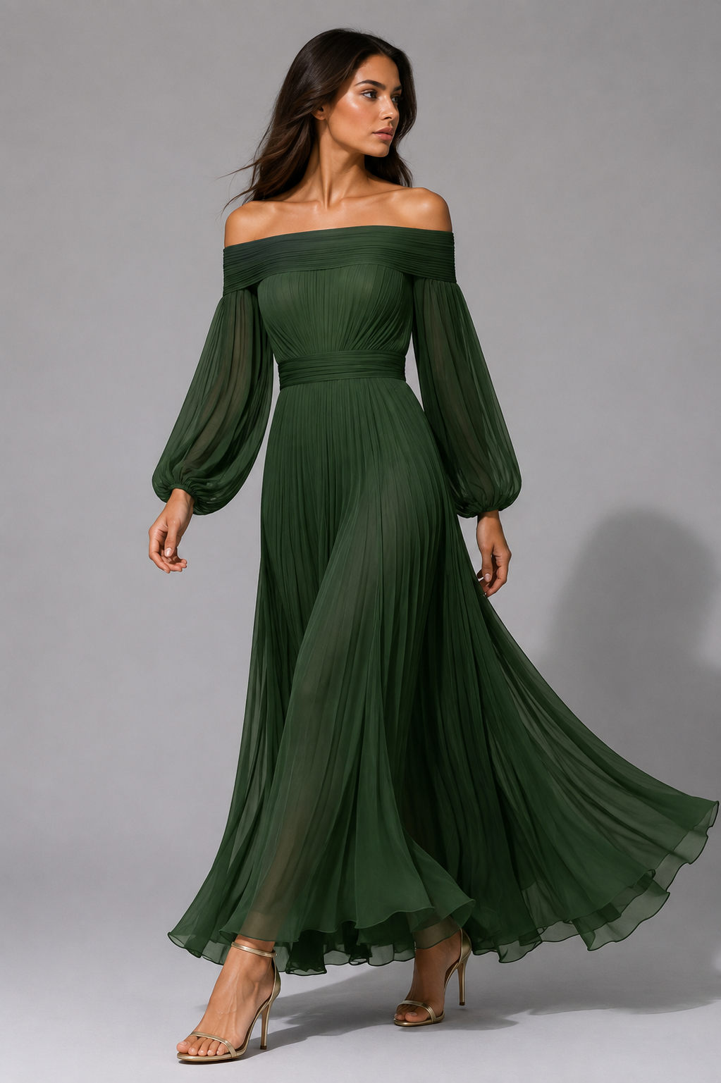 Ulfrede Off-Shoulder Pleated Maxi Dress for Weddings