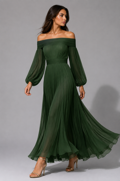 Ulfrede Off-Shoulder Pleated Maxi Dress for Weddings