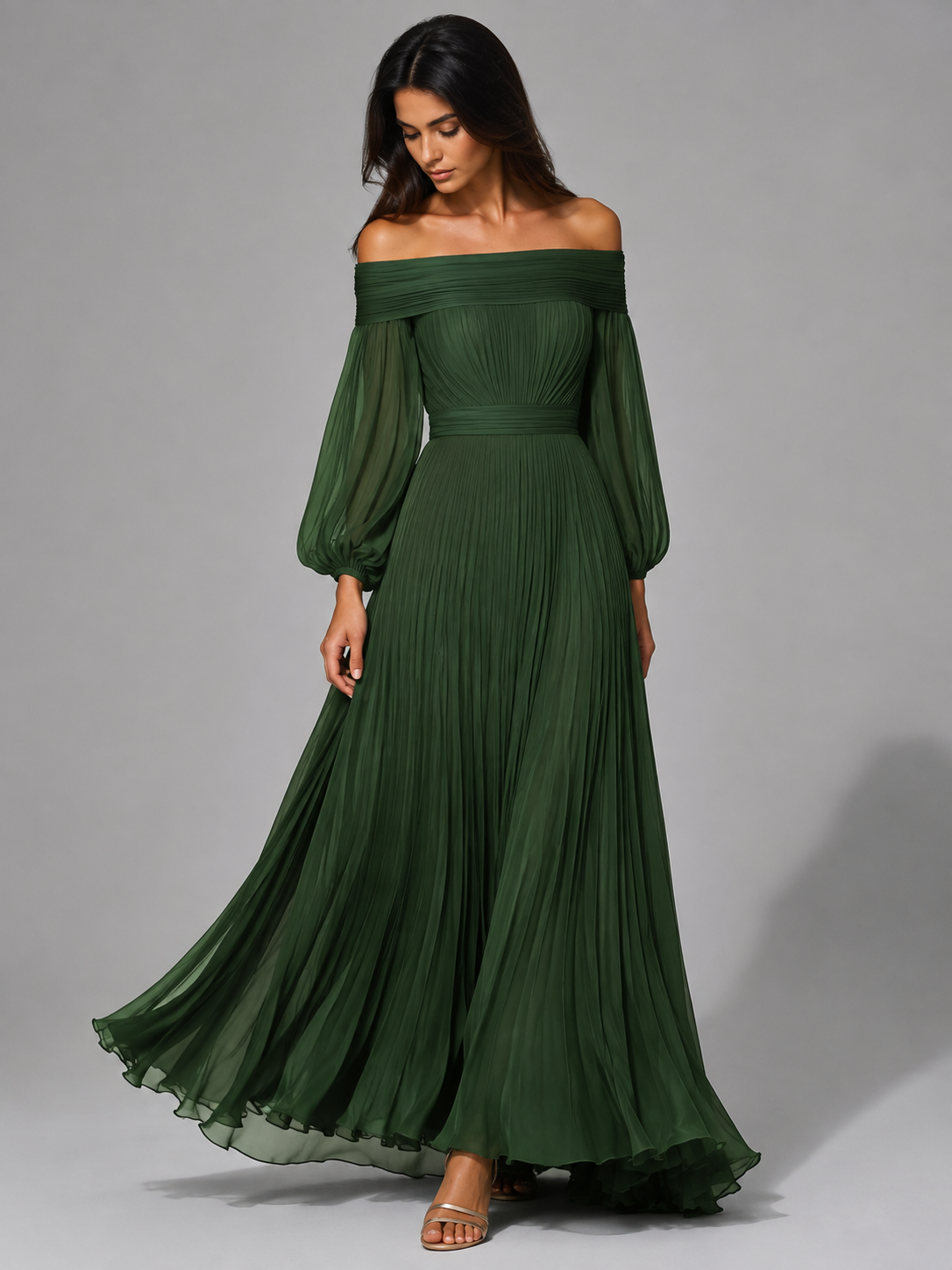 Ulfrede Off-Shoulder Pleated Maxi Dress for Weddings
