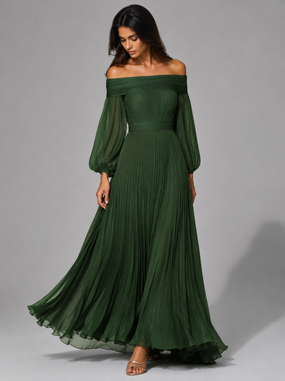 Ulfrede Off-Shoulder Pleated Maxi Dress for Weddings