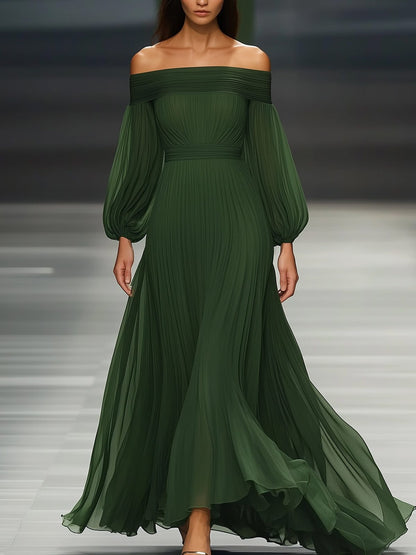 Ulfrede Off-Shoulder Pleated Maxi Dress for Weddings