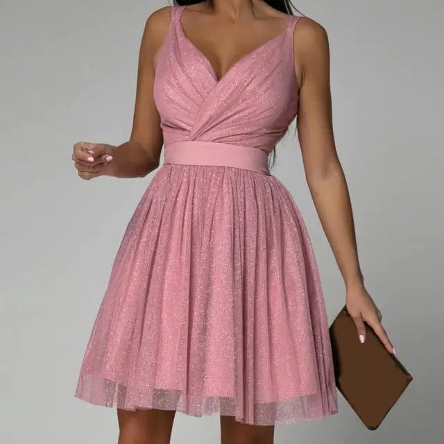 Gaudence Sequin Midi Dress for Evenings, Wrap V-Neck