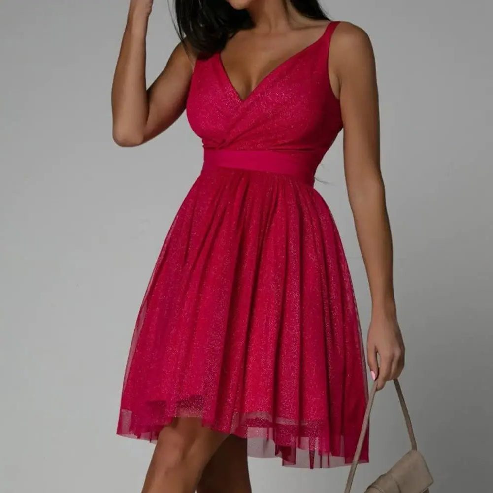 Gaudence Sequin Midi Dress for Evenings, Wrap V-Neck