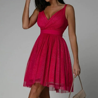 Gaudence Sequin Midi Dress for Evenings, Wrap V-Neck