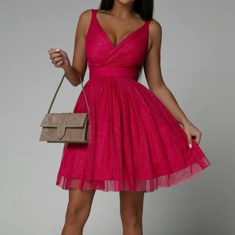 Gaudence Sequin Midi Dress for Evenings, Wrap V-Neck