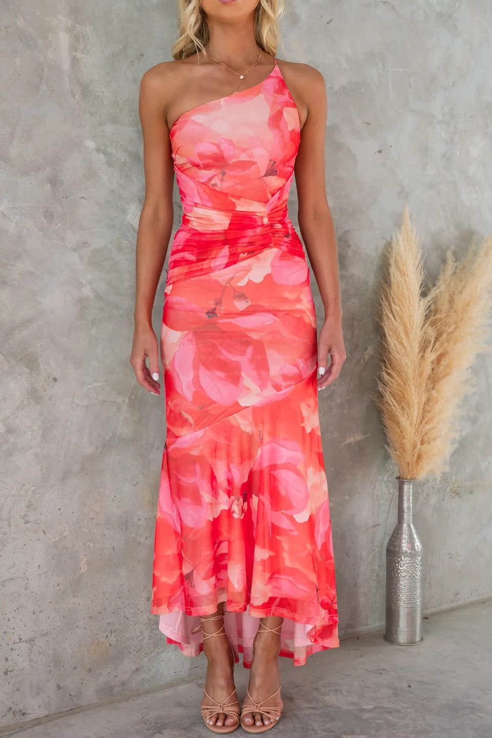 Sopiko Floral Wedding Guest Strapless Maxi Dress