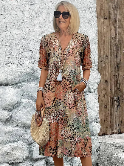 Oddny V-Neck Midi Dress