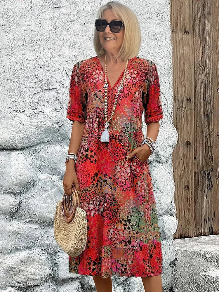 Oddny V-Neck Midi Dress