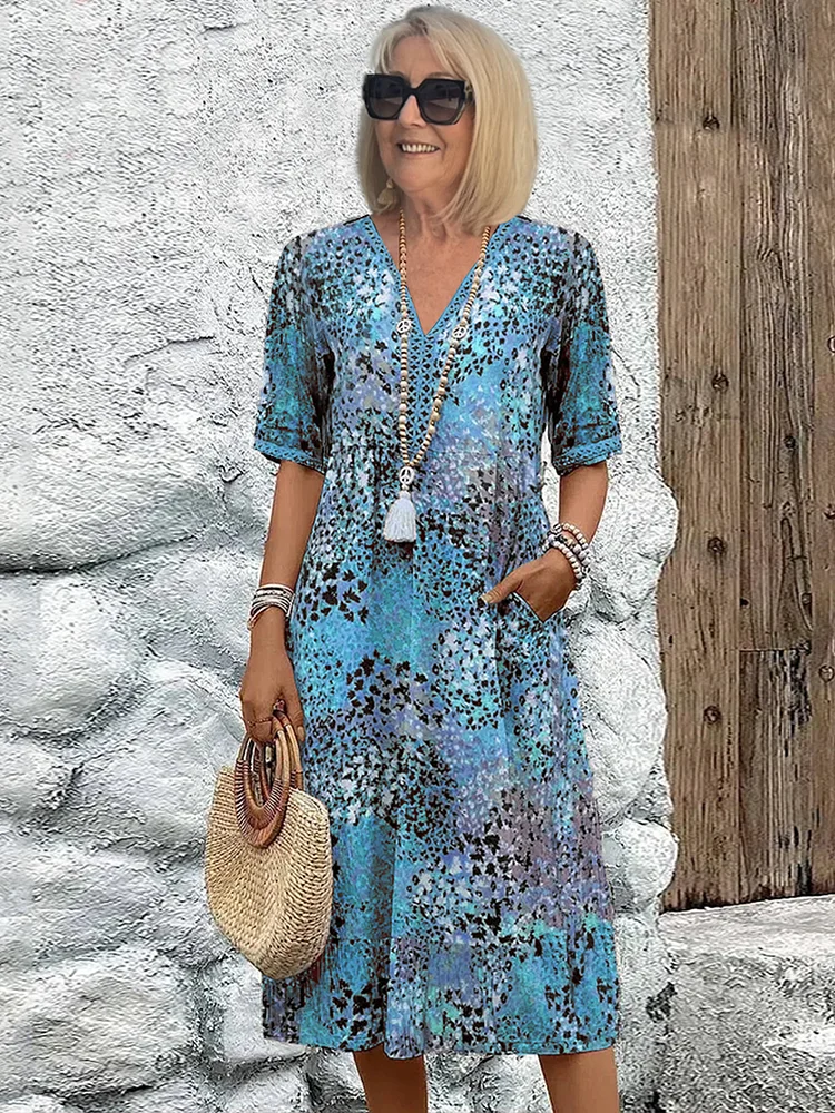Oddny V-Neck Midi Dress