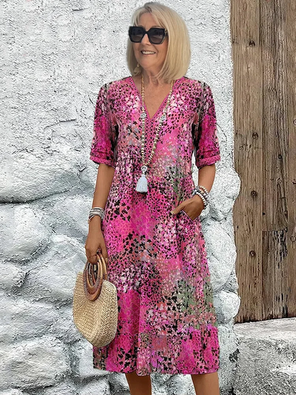 Oddny V-Neck Midi Dress