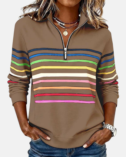 Thordis Striped Half-Zip Sweatshirt