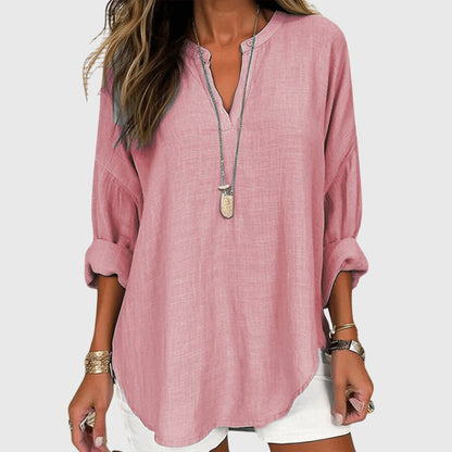 Xiomara Tunic Shirt with V-Neck and Long Sleeves