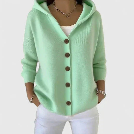 Oudine Button-Up Hooded Cardigan