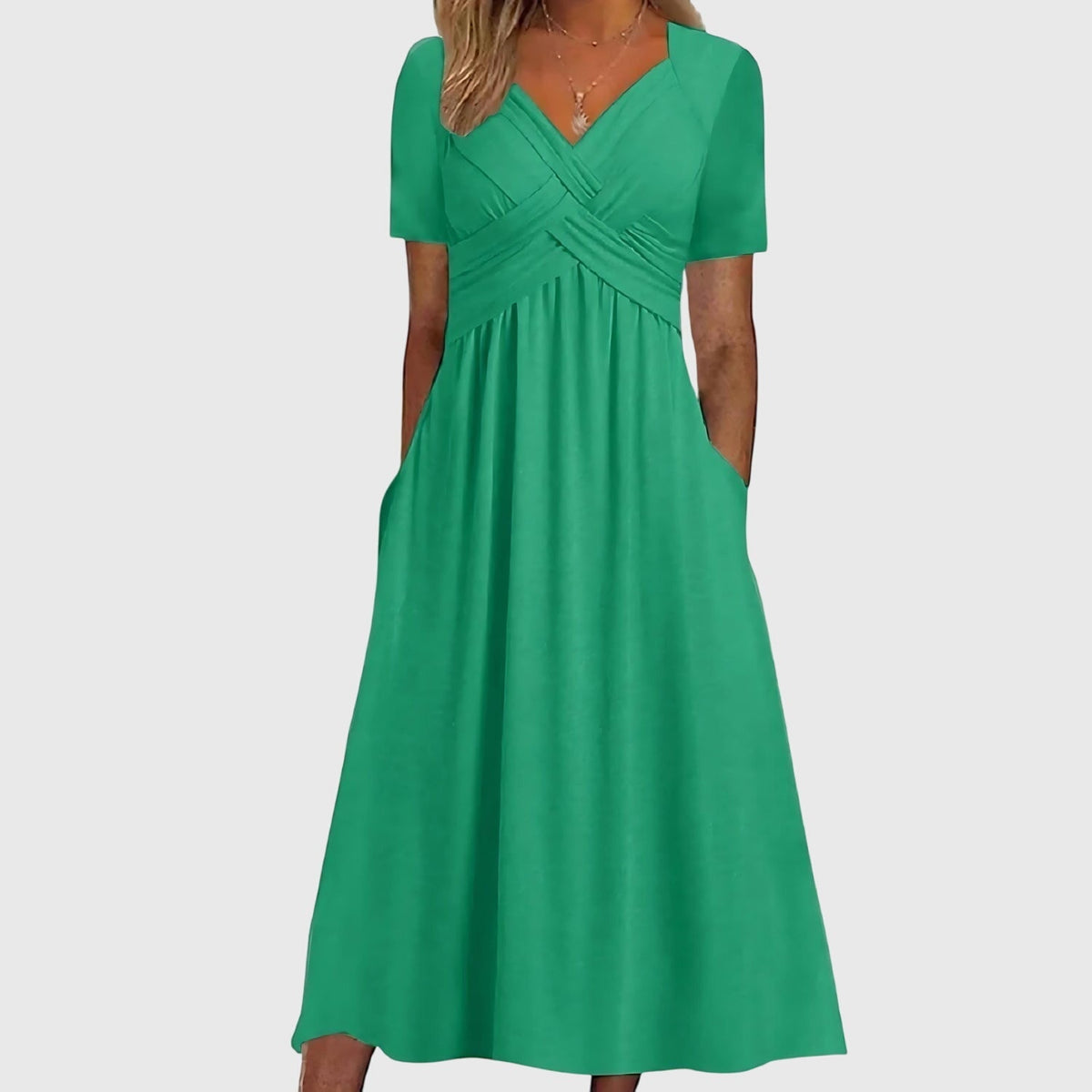 Haudree Wrap V-Neck Midi Dress