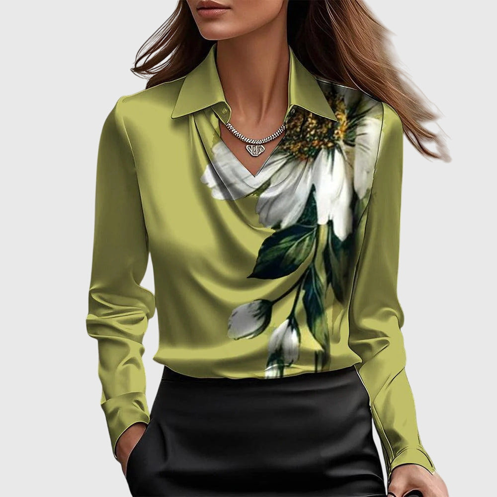 Zemyna Blouse with Cowl Neck and Long Sleeves