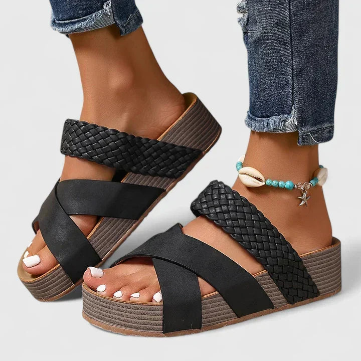 Dhuoda Woven Cross Strap Platform Sandals