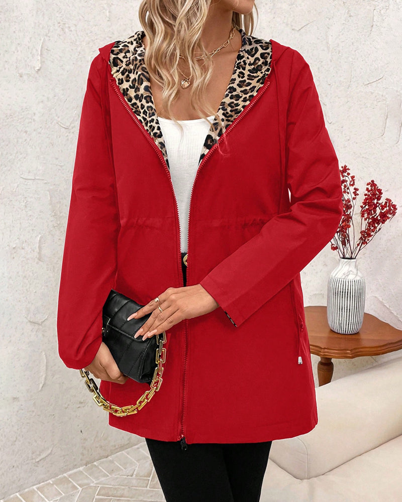 Ashkhen Zip-Up Reversible Leopard Print Coat