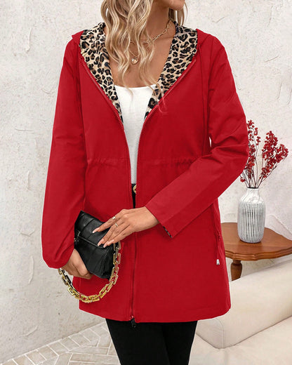 Ashkhen Zip-Up Reversible Leopard Print Coat