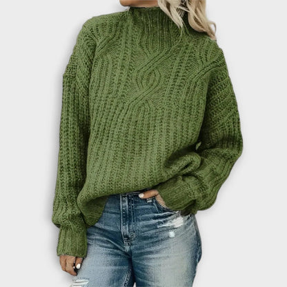 Anceline Ribbed Knit High-Neck Sweater