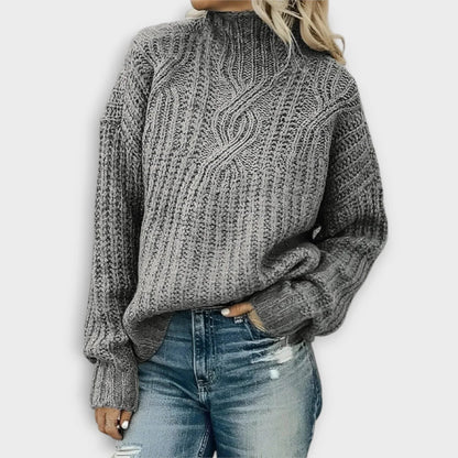 Anceline Ribbed Knit High-Neck Sweater