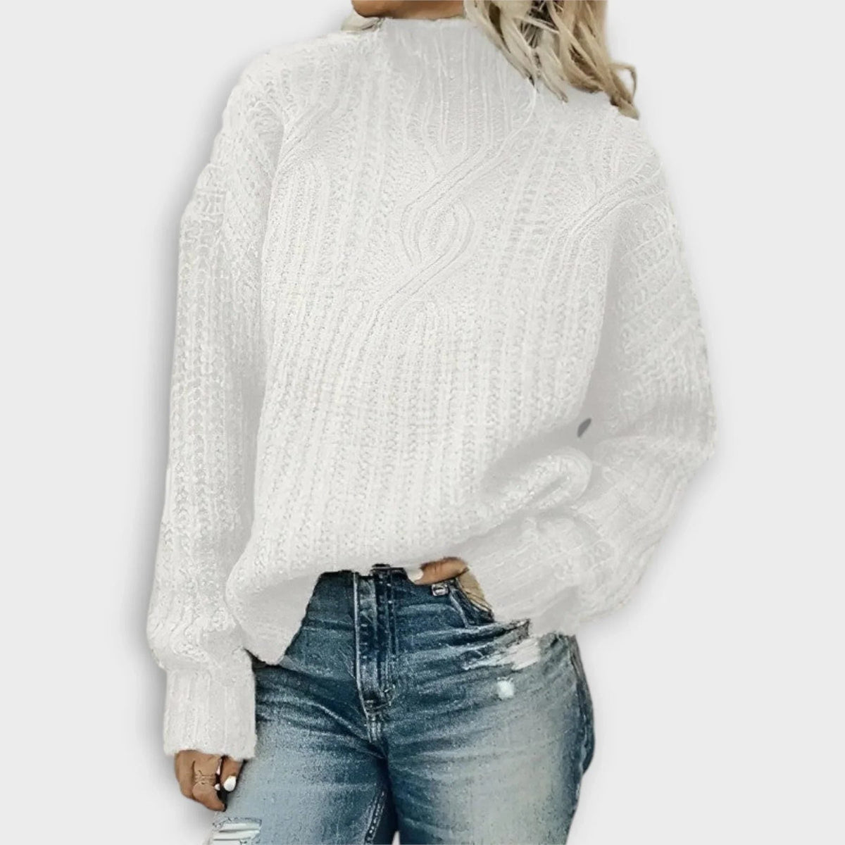Anceline Ribbed Knit High-Neck Sweater
