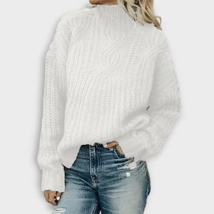 Anceline Ribbed Knit High-Neck Sweater