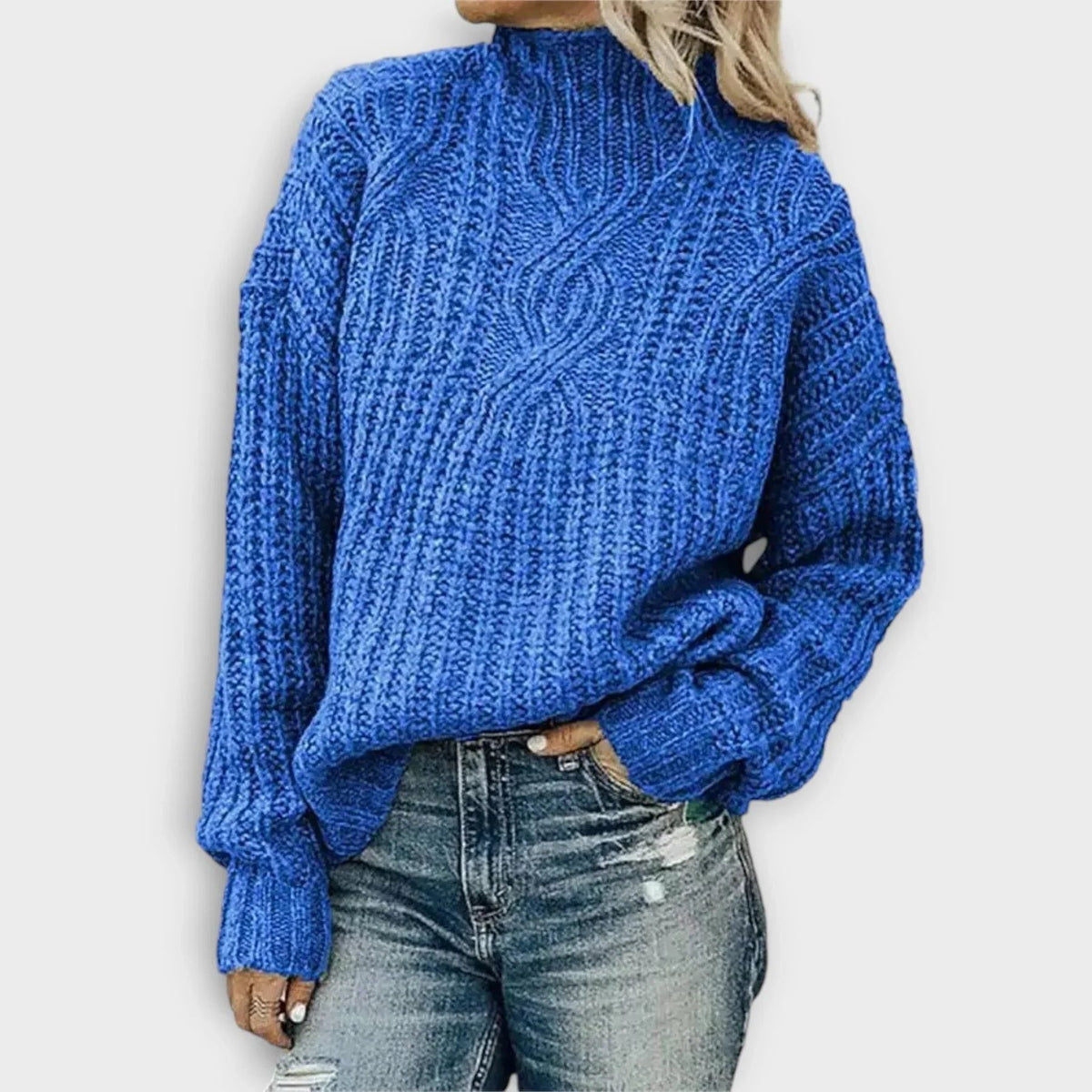 Anceline Ribbed Knit High-Neck Sweater