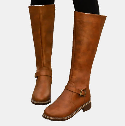 Clemencia Tall Riding Boots for Everyday, Buckle Strap