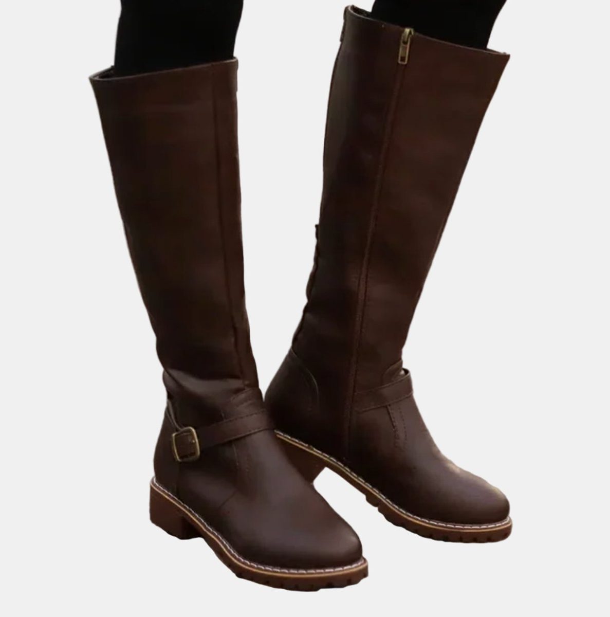 Clemencia Tall Riding Boots for Everyday, Buckle Strap