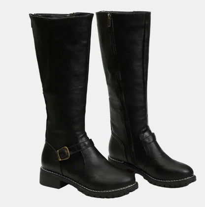 Clemencia Tall Riding Boots for Everyday, Buckle Strap