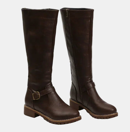 Clemencia Tall Riding Boots for Everyday, Buckle Strap