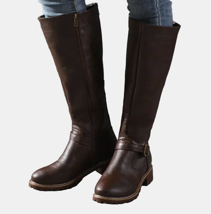 Clemencia Tall Riding Boots for Everyday, Buckle Strap