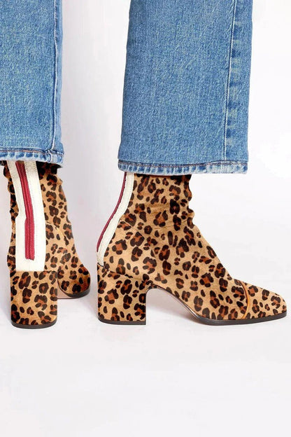 Rosamonde Suede Ankle Boots with Leopard Toe