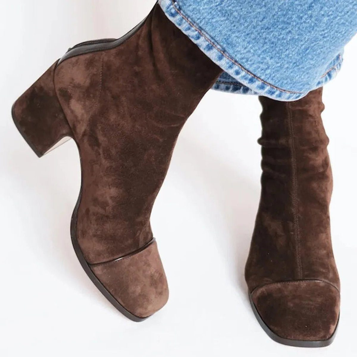 Rosamonde Suede Ankle Boots with Leopard Toe
