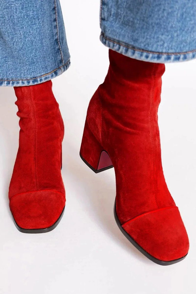Rosamonde Suede Ankle Boots with Leopard Toe