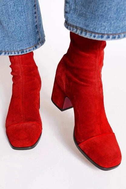 Rosamonde Suede Ankle Boots with Leopard Toe