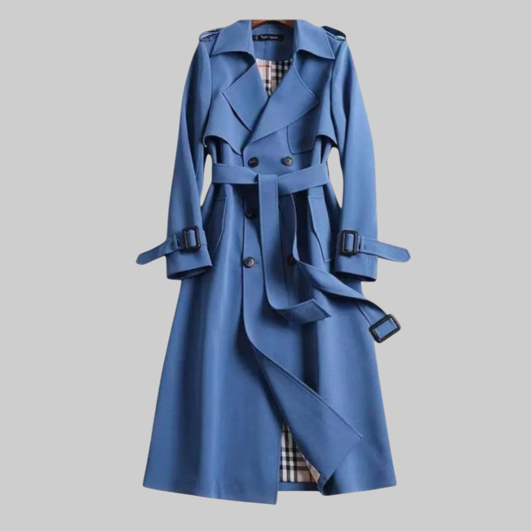 Kazuko Double-Breasted Trench Coat with Belt