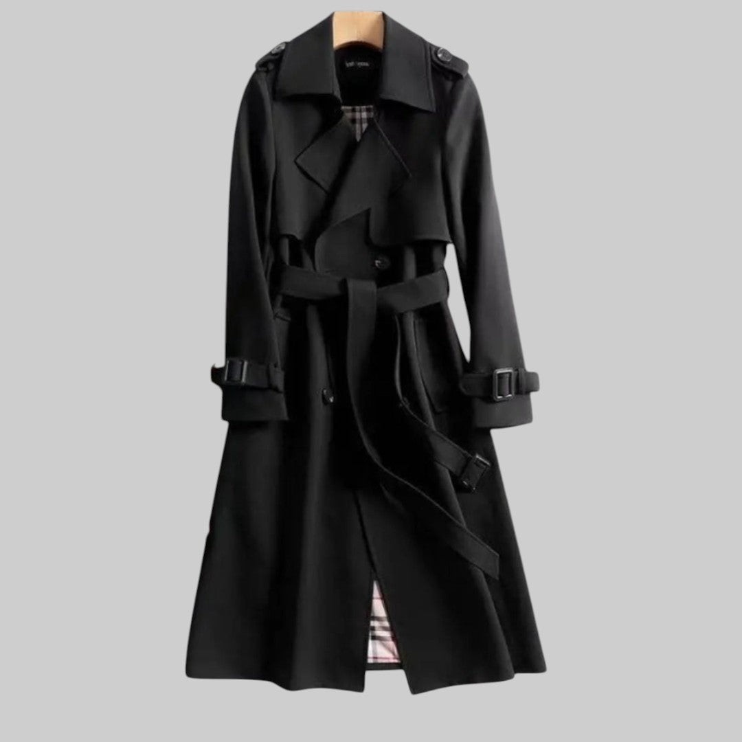 Kazuko Double-Breasted Trench Coat with Belt