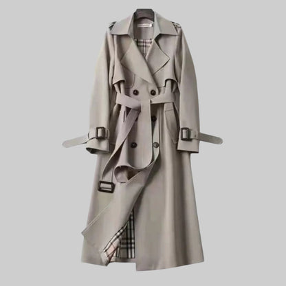 Kazuko Double-Breasted Trench Coat with Belt