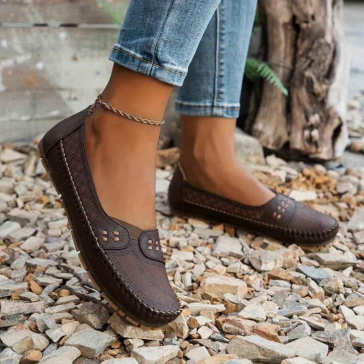 Latifa Perforated Mary Jane Flats